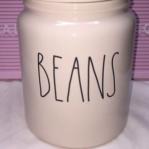 Rae Dunn *NO LID* BEANS white medium Canister